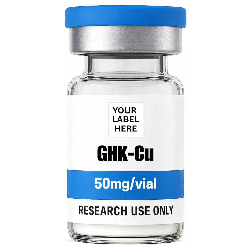 GHK-Cu (50mg) research peptide vial – YourPeptideBrand.com – for research use only